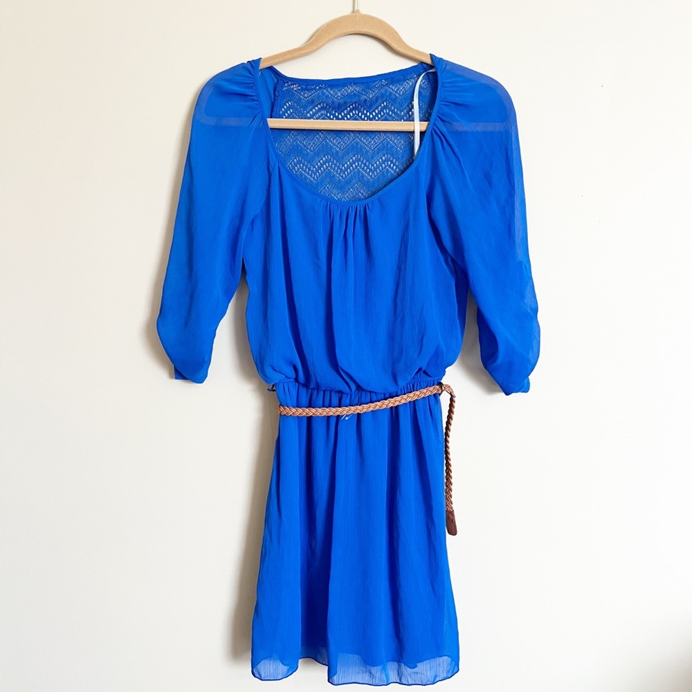 NEW Blue Speechless Belted Boho Western Dress Size Small